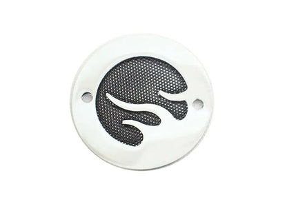 V-Twin Black Mesh Flame Chrome Ignition System Cover for Harley Davidson FL Models by V-Twin