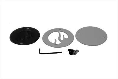 V-Twin Black Mesh Flame Chrome Ignition System Cover for Harley Davidson FL Models by V-Twin