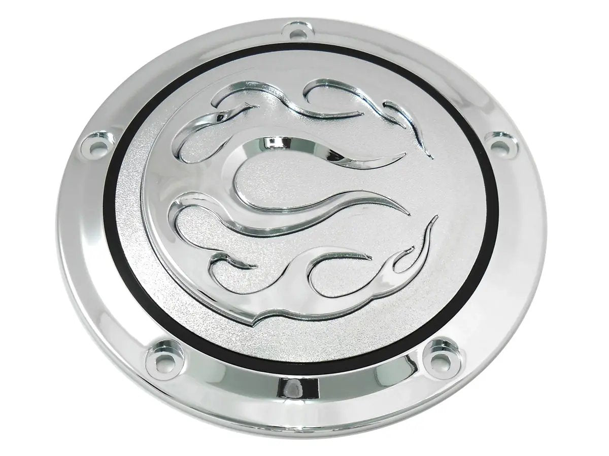 V-Twin Chrome 5-Hole Flame Derby Cover for Harley Davidson FXST (Part #77571) by V-Twin