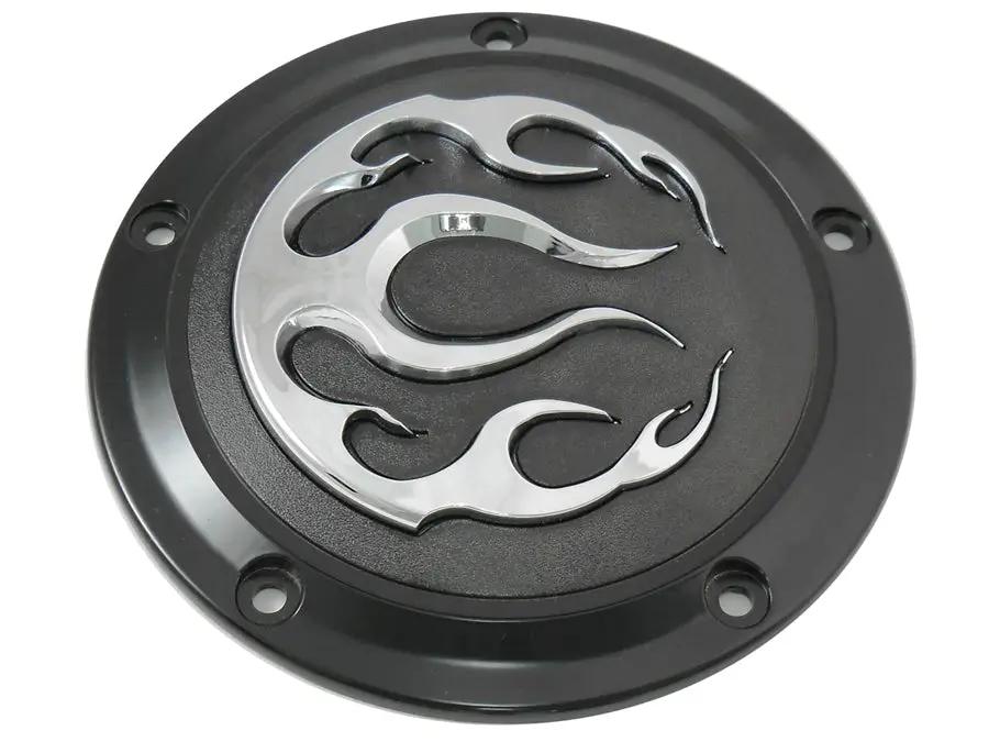 V-Twin Black 5-Hole Flame Derby Cover for Harley Davidson FXST - Part #77571B by V-Twin