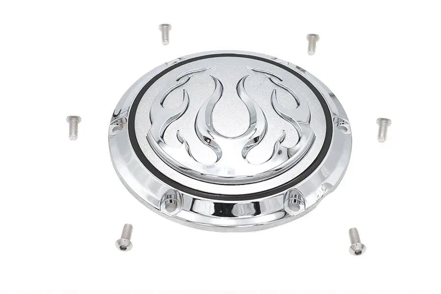 V-Twin Chrome 6-Hole Flame Derby Cover for Harley Davidson XL (2004-2013) by V-Twin