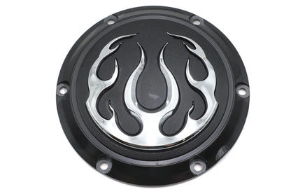 V-Twin Black 6-Hole Flame Derby Cover for Harley Davidson XL (2004-2013) by V-Twin
