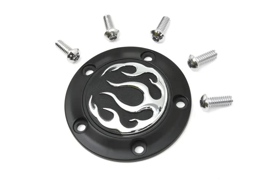 V-Twin Black 5-Hole Flame Point Cover for Harley Davidson FLST Models by V-Twin