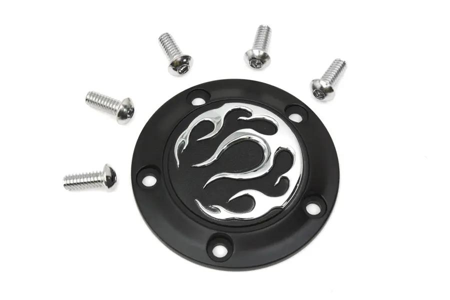 V-Twin Black 5-Hole Flame Point Cover for Harley Davidson FLST Models by V-Twin