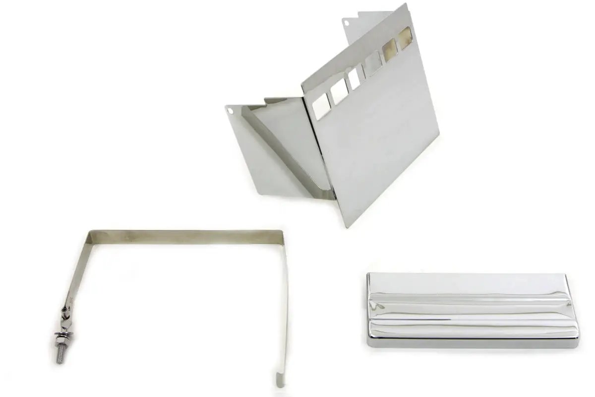 V-Twin Chrome Square Battery Cover Kit for Harley Davidson FXE (1973-1982) by V-Twin