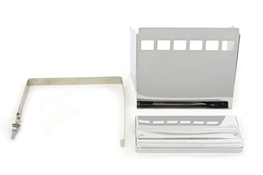 V-Twin Chrome Square Battery Cover Kit for Harley Davidson FXE (1973-1982) by V-Twin