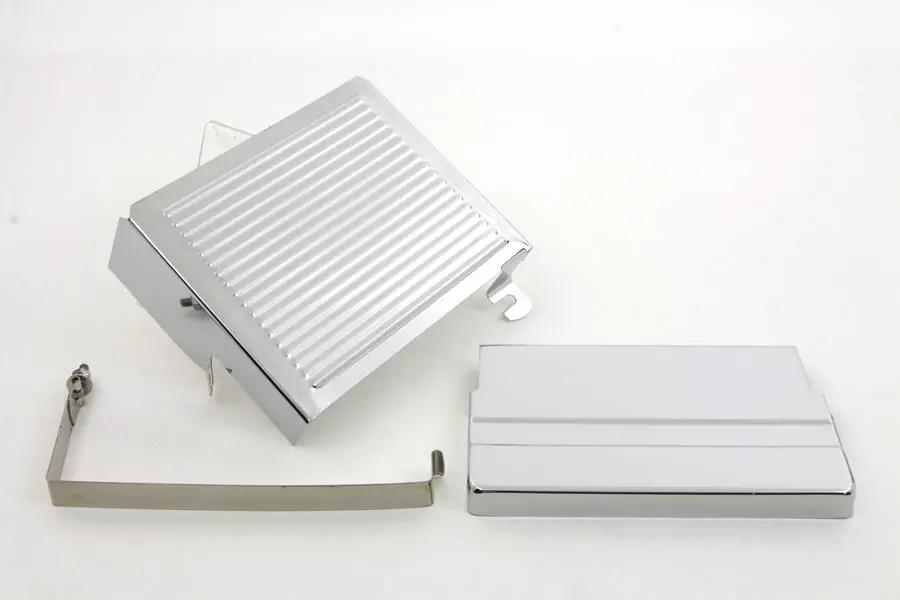 V-Twin Chrome Ribbed Battery Cover Kit for Harley Davidson FL (1965-1969) by V-Twin