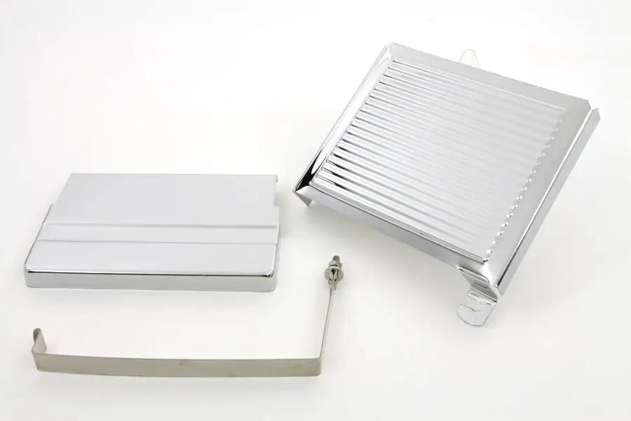 V-Twin Chrome Ribbed Battery Cover Kit for Harley Davidson FL (1965-1969) by V-Twin