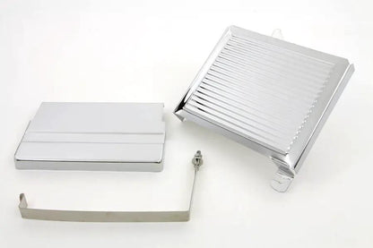 V-Twin Chrome Ribbed Battery Cover Kit for Harley Davidson FL (1965-1969) by V-Twin