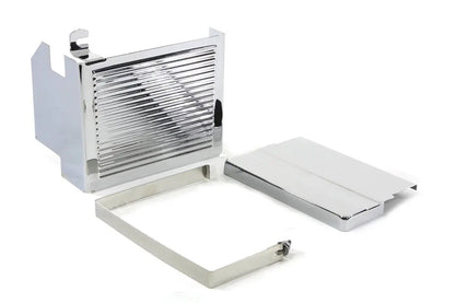 V-Twin Chrome Ribbed Battery Cover Kit for Harley Davidson FLH Models by V-Twin