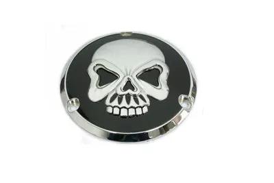 V-Twin Black with Chrome Skull Design Derby Cover for Harley Davidson FL 1970-1979 by V-Twin