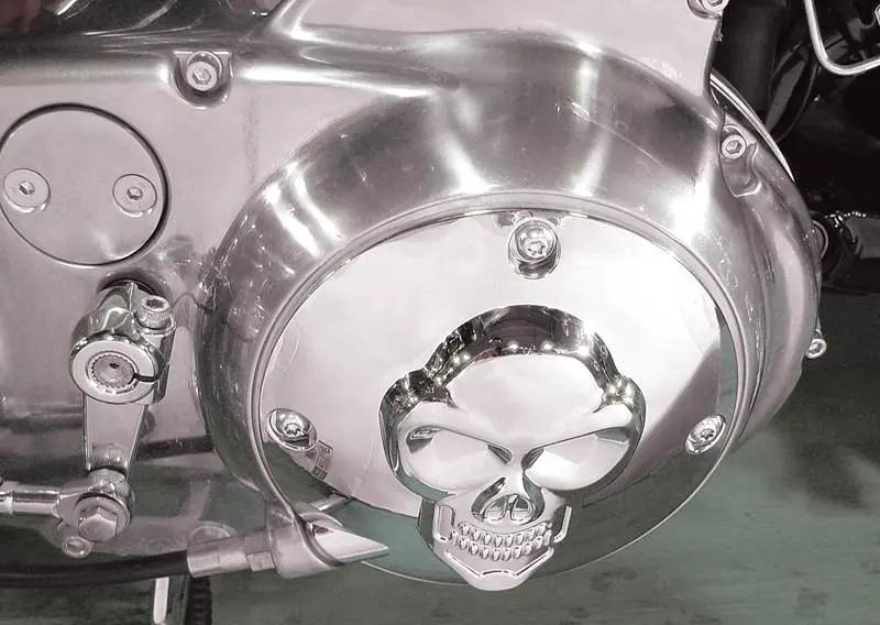 V-Twin Chrome Skull Clutch Inspection Cover for Harley Davidson XL Models (Part #33-0063) by V-Twin