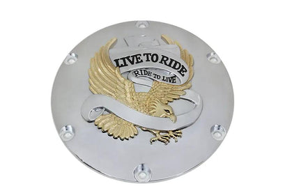 V-Twin Eagle Spirit Derby Cover with Gold Inlay for Harley Davidson XL Models by V-Twin