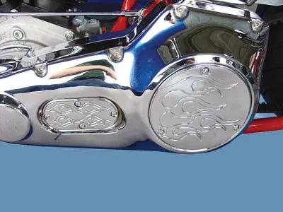 V-Twin 3-Hole Flame Derby and Oval Inspection Cover Set Chrome for Harley Davidson FL (1970-1979) by V-Twin