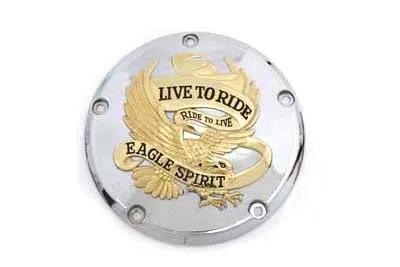 V-Twin 75592G 5-Hole Derby Cover with Gold Inlay for Harley Davidson FXST (1999-2008) by V-Twin