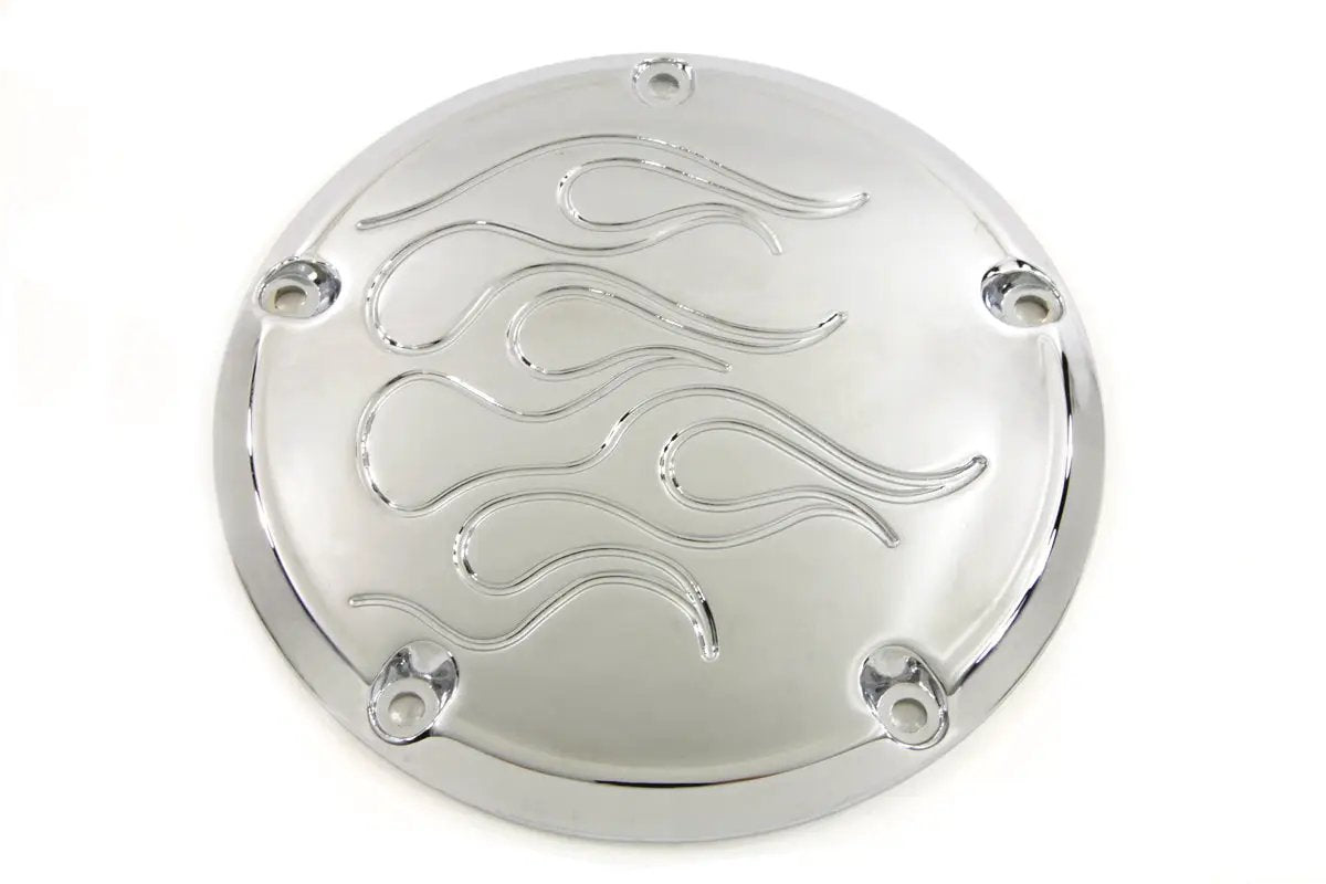 V-Twin Flame Derby Cover Chrome for Harley Davidson FXST Models (1999-2008) Part #33-0054F by V-Twin