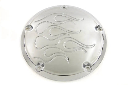 V-Twin Flame Derby Cover Chrome for Harley Davidson FXST Models (1999-2008) Part #33-0054F by V-Twin