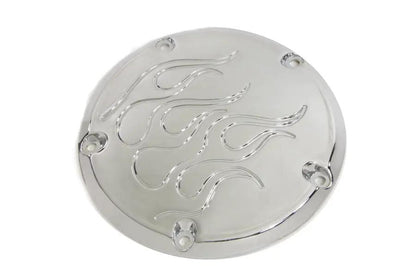 V-Twin Flame Derby Cover Chrome for Harley Davidson FXST Models (1999-2008) Part #33-0054F by V-Twin
