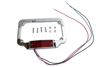 V-Twin Chrome Billet License Plate Frame with Red LED Top Lamp - Part #07912 by V-Twin