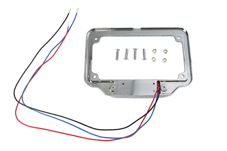 V-Twin Chrome Billet License Plate Frame with Red LED Top Lamp - Part #07912 by V-Twin