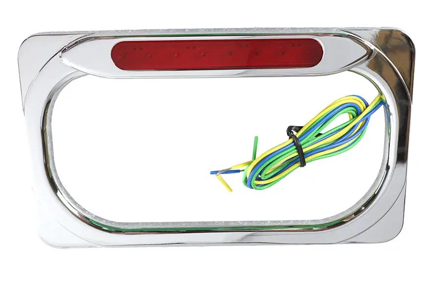 V-Twin License Plate Frame Chrome Billet with LED Top Lamp – Part Number 28-6071 by V-Twin