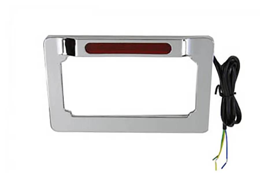 V-Twin License Plate Frame Chrome Billet with LED Top Lamp – Part Number 28-6071 by V-Twin