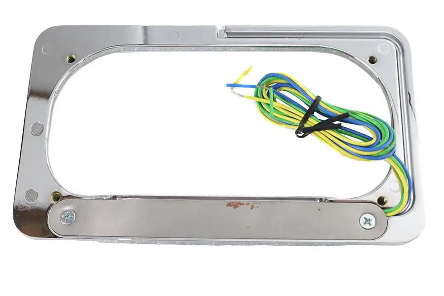 V-Twin License Plate Frame Chrome Billet with LED Top Lamp – Part Number 28-6071 by V-Twin