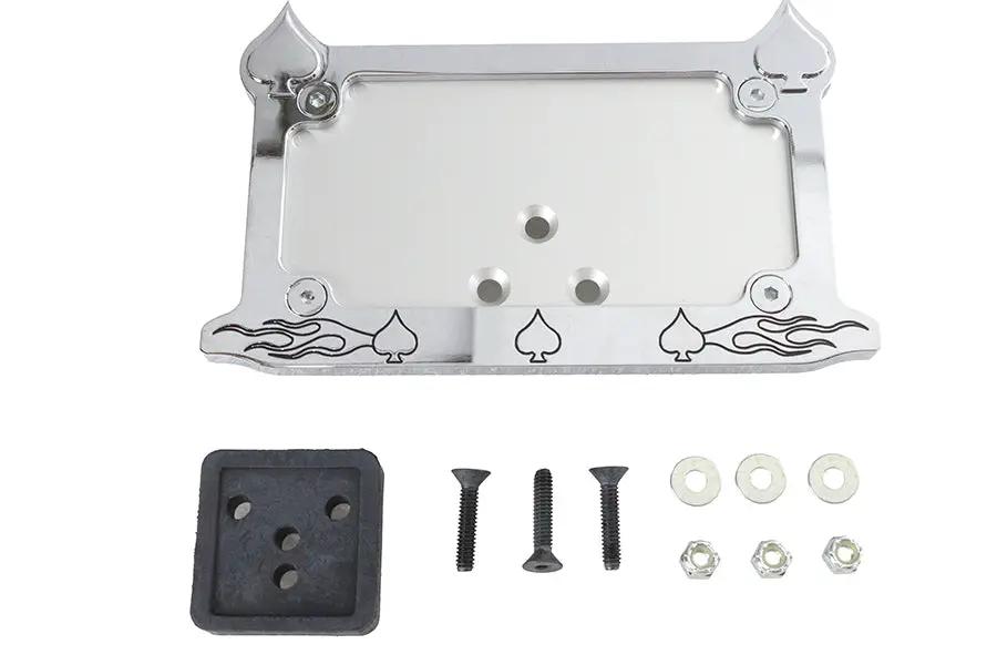 V-Twin 76295 Chrome Billet Spade Style License Plate Frame for 4-3/4 x 8 Inch Plates by V-Twin