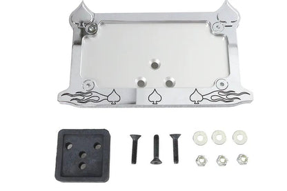 V-Twin 76295 Chrome Billet Spade Style License Plate Frame for 4-3/4 x 8 Inch Plates by V-Twin