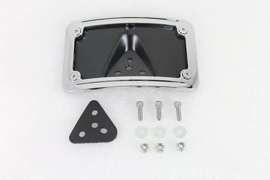 V-Twin Chrome Billet Curved Laydown Style License Plate Bracket for Harley FX Models – Part 76596 by V-Twin