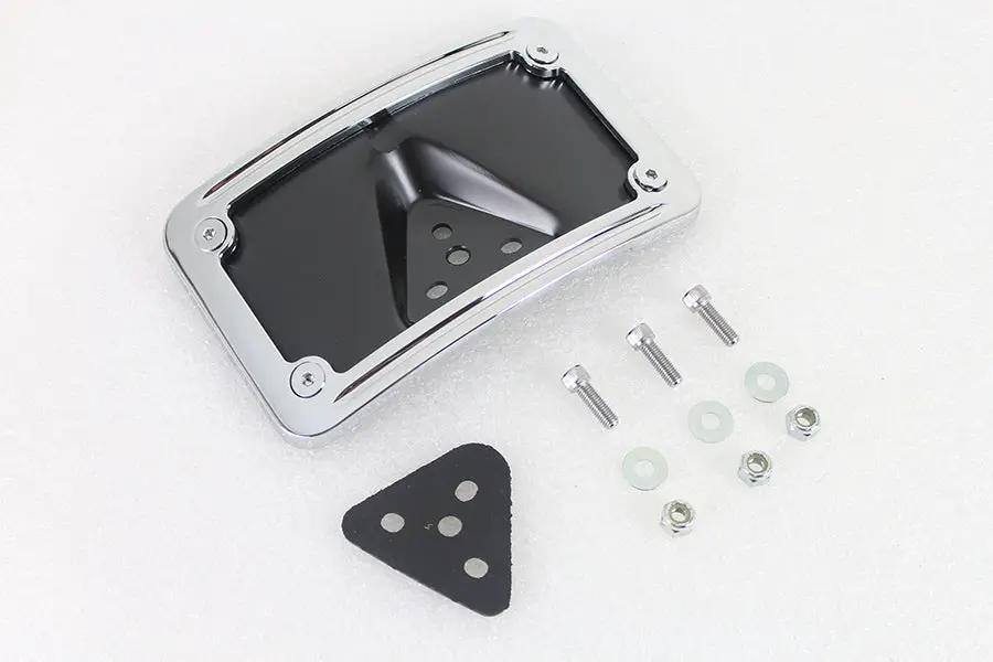 V-Twin Chrome Billet Curved Laydown Style License Plate Bracket for Harley FX Models – Part 76596 by V-Twin