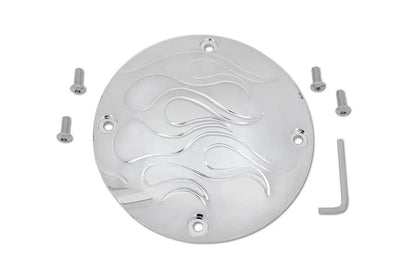 V-Twin Flame Clutch Inspection Cover Chrome for Harley Davidson XL Models by V-Twin