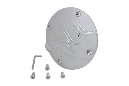 V-Twin Flame Clutch Inspection Cover Chrome for Harley Davidson XL Models by V-Twin