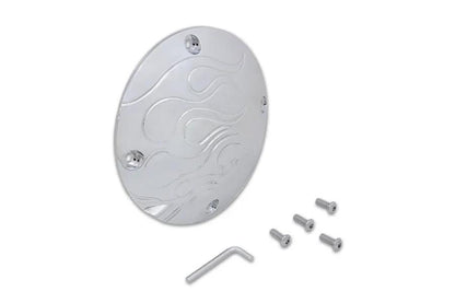 V-Twin Flame Clutch Inspection Cover Chrome for Harley Davidson XL Models by V-Twin