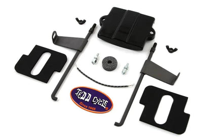 V-Twin Battery Box Top Kit for Harley Davidson EL Models – Parkerized Top Rod Set with Flags and Pads by V-Twin