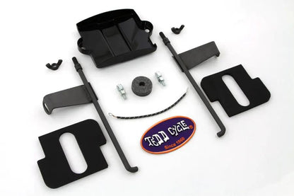 V-Twin Battery Box Top Kit for Harley Davidson EL Models – Parkerized Top Rod Set with Flags and Pads by V-Twin
