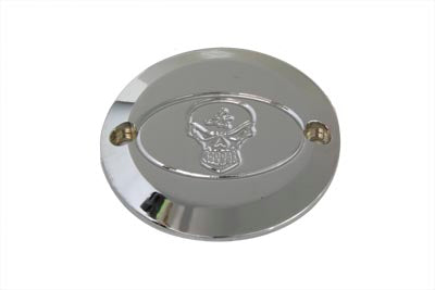 V-Twin Skull Ignition System Cover 2-Hole Chrome Horizontal for Harley Davidson FL Models