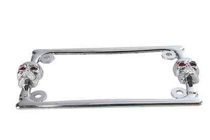V-Twin P28-6819 Chrome License Plate Frame with Skull Design