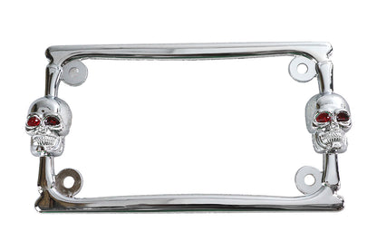 V-Twin P28-6819 Chrome License Plate Frame with Skull Design