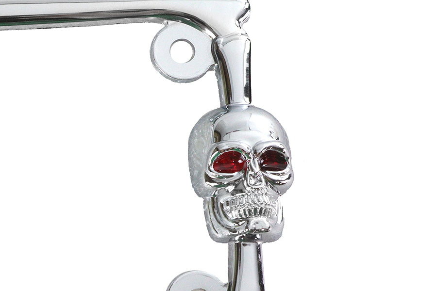 V-Twin P28-6819 Chrome License Plate Frame with Skull Design