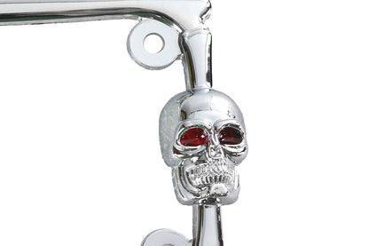 V-Twin P28-6819 Chrome License Plate Frame with Skull Design