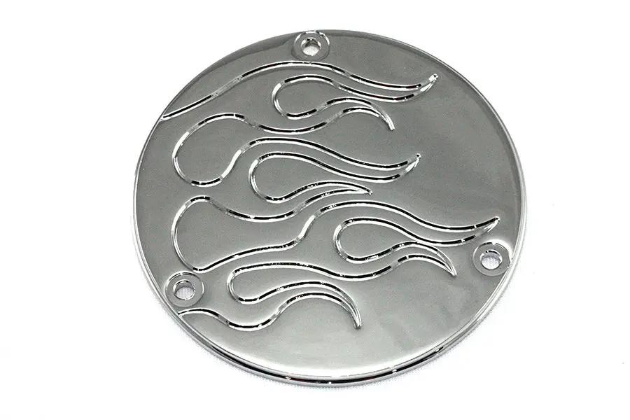 V-Twin Flame Derby Cover Chrome for Harley Davidson FL Models by V-Twin