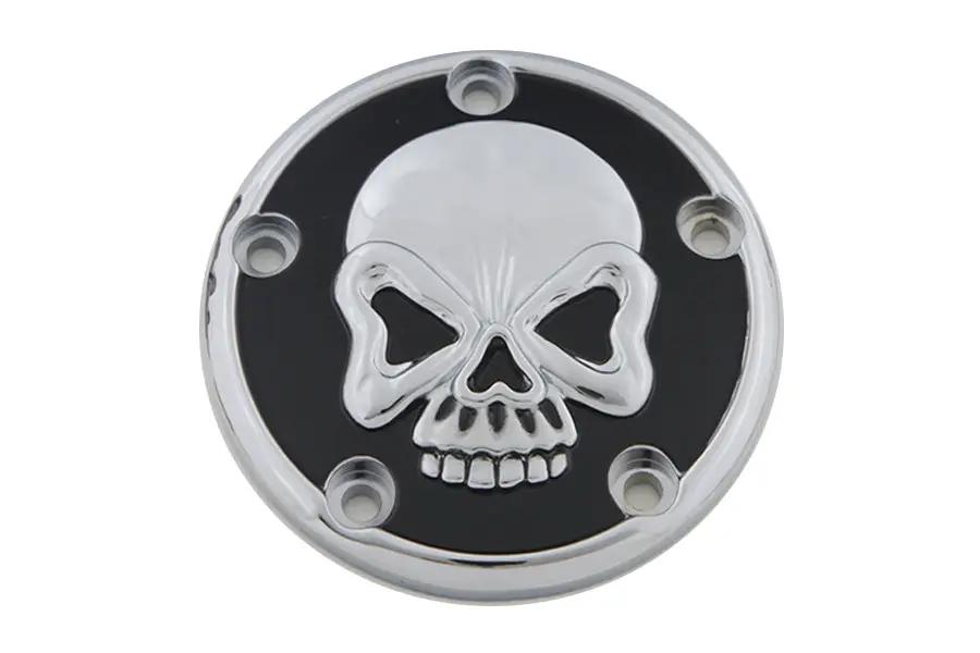 V-Twin Skull Design 5 Hole Ignition System Cover Chrome for Harley Davidson FLT by V-Twin