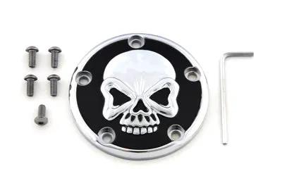 V-Twin Skull Design 5 Hole Ignition System Cover Chrome for Harley Davidson FLT by V-Twin