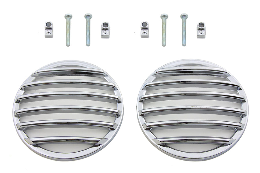 V-Twin Turn Signal Lens Grille Set Chrome for Harley Davidson FLT 1986-1995 - Part 12-6041