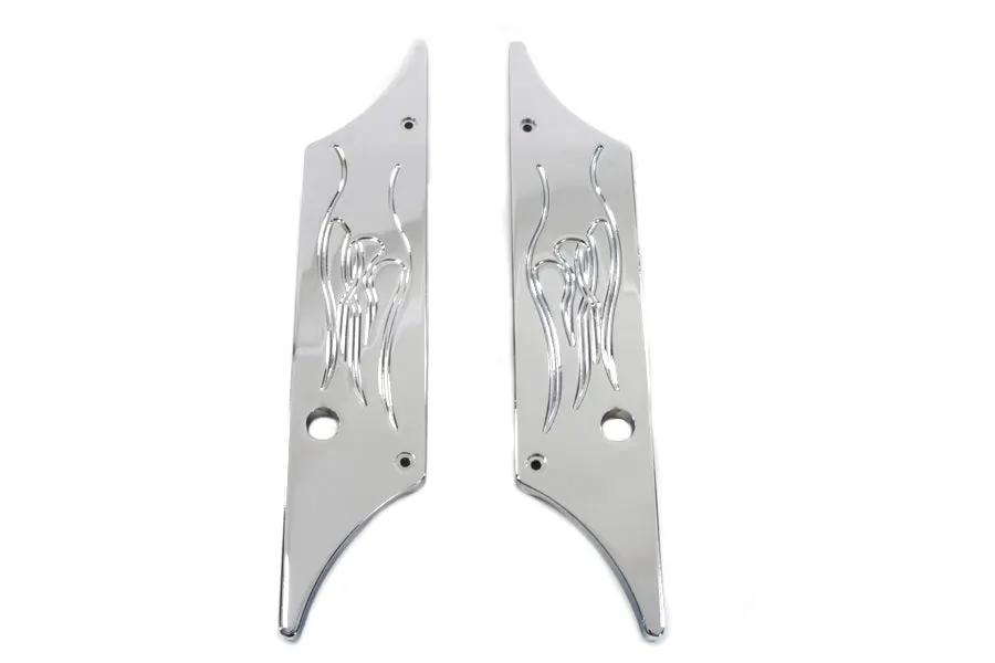 V-Twin Wyatt Gatling Saddlebag Face Plate with Flame Winged Latch Cover for Harley Davidson FLT (1993-2002) by V-Twin