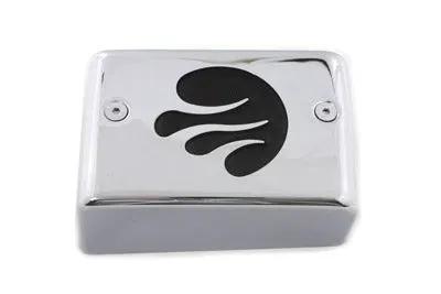 V-Twin Chrome Ignition Module Cover with Black Flame Mesh Inlay for Harley Davidson FXD by V-Twin