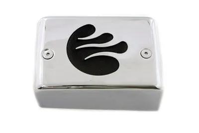 V-Twin Chrome Ignition Module Cover with Black Flame Mesh Inlay for Harley Davidson FXD by V-Twin
