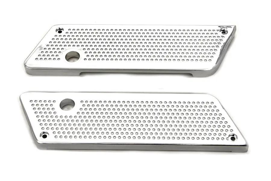 V-Twin Wyatt Gatling Saddlebag Face Plate with Chrome Perforated Latch Cover Set for Harley Davidson FLT (1993-2002) by V-Twin