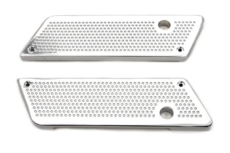V-Twin Wyatt Gatling Saddlebag Face Plate with Chrome Perforated Latch Cover Set for Harley Davidson FLT (1993-2002) by V-Twin
